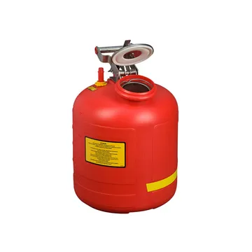 JUSTRITE 5-Gallon, Polyethylene Safety Can for Liquid Disposal, Built-In Fill Gauge, Red - 14565