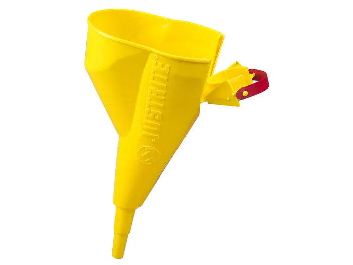 Justrite 11202Y yellow polyethylene funnel for steel Type I safety cans