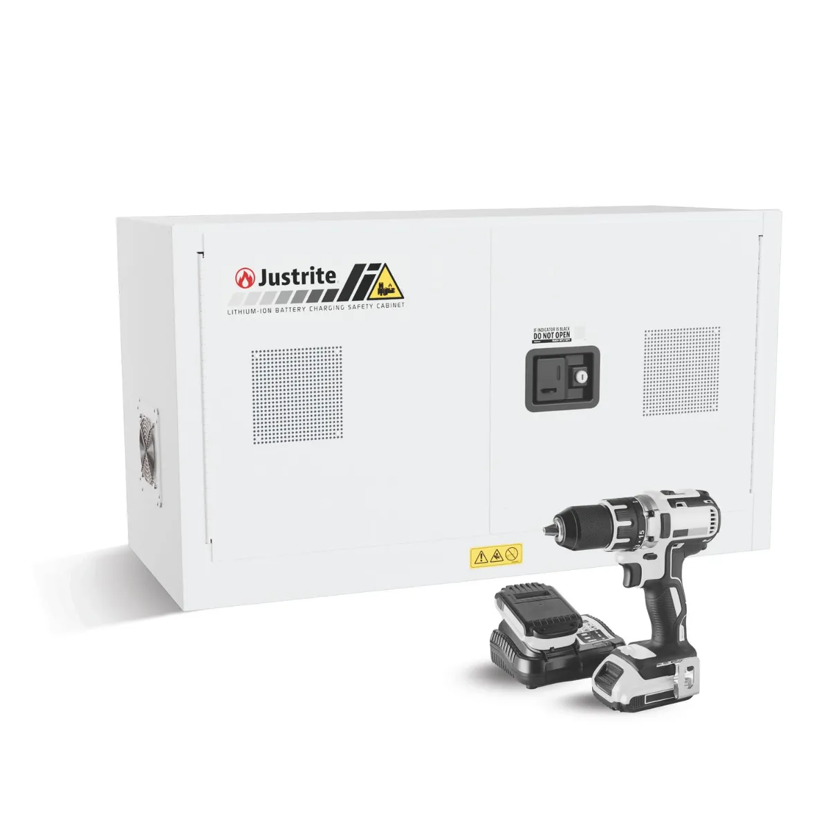 Justrite Lithium Cabinet 23-LC (JCB231703K) – FM Approved storage for lithium-ion batteries, UK plug, 1092x457x610mm