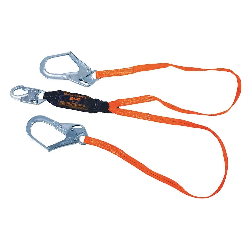 Miller Shock-Absorbing Lanyard, 6-ft Double-Leg T6122, ANSI Z359
