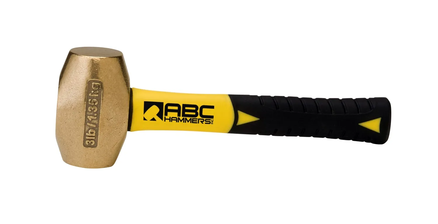 ABC HAMMERS 3 lb. Brass Hammer with 8" Fiberglass Handle - ABC3BFS
