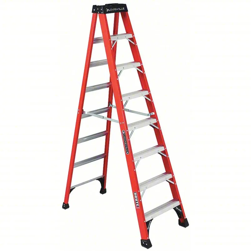 Louisville Ladder FS1408HD 8 ft fiberglass stepladder with 375 lb load capacity