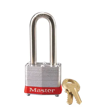 Masterlock 3LH Padlock مغلفة الصلب ، 2 بوصة ( 51mm ) تكبل ، الأحمر