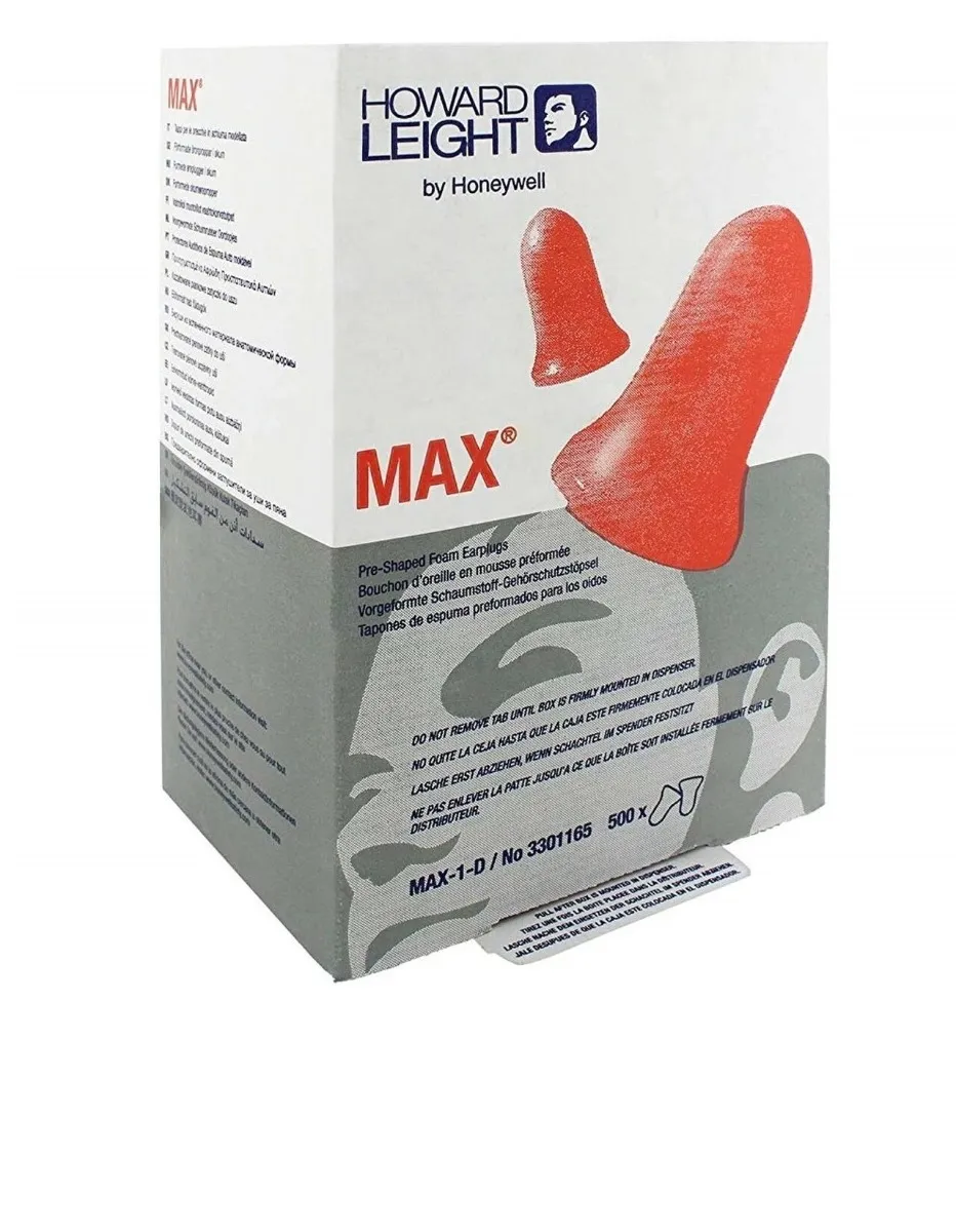 Honeywell Safety Unattached Disposable Earplugs, 37dB, 500 Pairs per Box- MAX-1-D