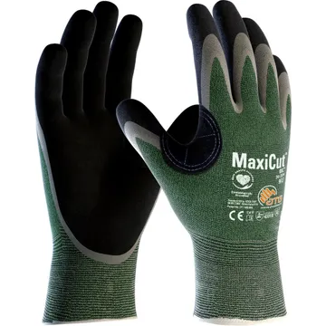 قفازات ATG MaxiCut® Oil™، مطلية بالنخيل، أخضر/أسود - 34-304