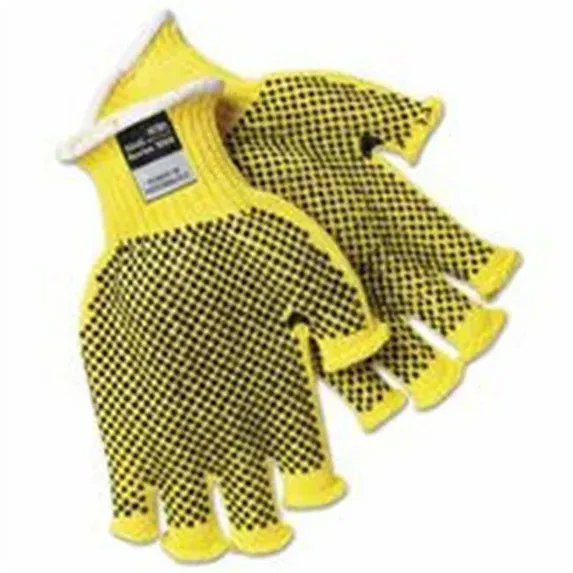 MCR Safety fingerless black Kevlar gloves with two-sided PVC dots 9369