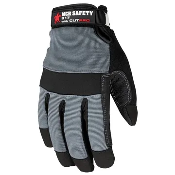 MCR Safety Cut Pro® 917 Mechanics Glove Synthetic Leather Palm Adjustable Hook and Loop Wrist Closure Cut Resistant
