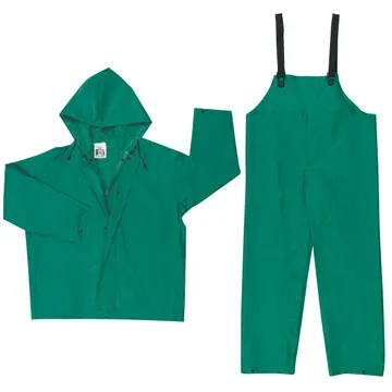 MCR Safety 3882 Dominator Green .42mm 2pc. وحدة PVC Suit ذات السترة ذات Zipper Front and Bib Pan-2X-Large