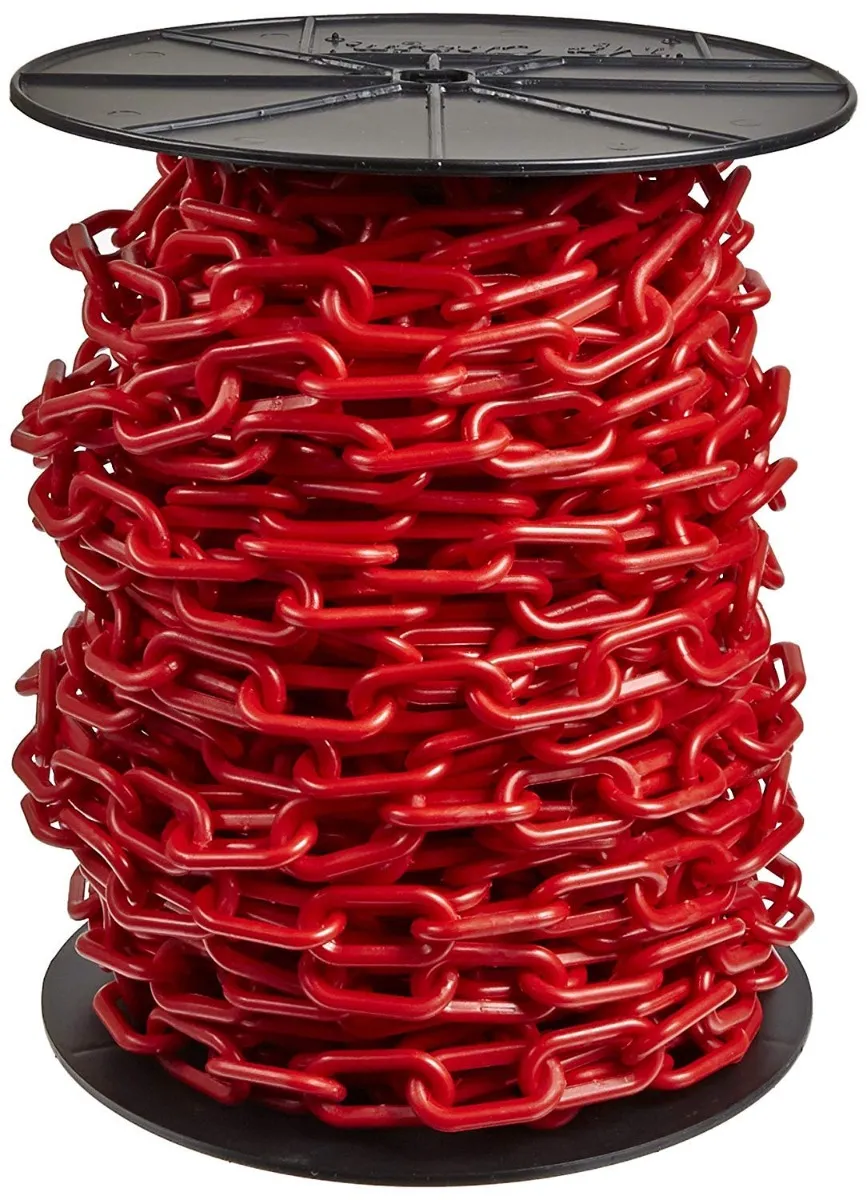 Mr. Chain 30105 red plastic barrier chain reel, 200-foot length with 1.5-inch links