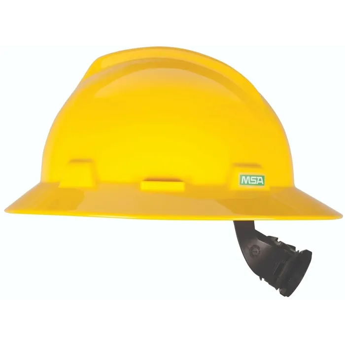 MSA Safety Helmet V-Gard Full Brim Hard Hat, Yellow, 86441 1014879