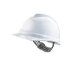 خوذة أمان MSA، قبعة صلبة على شكل قبعة من البولي إيثيلين V-Gard® مع نظام تعليق بسقاطة 4 نقاط/STAZ-ON، باللون الأبيض