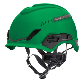 خوذة MSA V-Gard® H1 Trivent، ذات فتحات تهوية، باللون الأخضر، من إسفنج Fas-Trac® III المحوري، EN12492