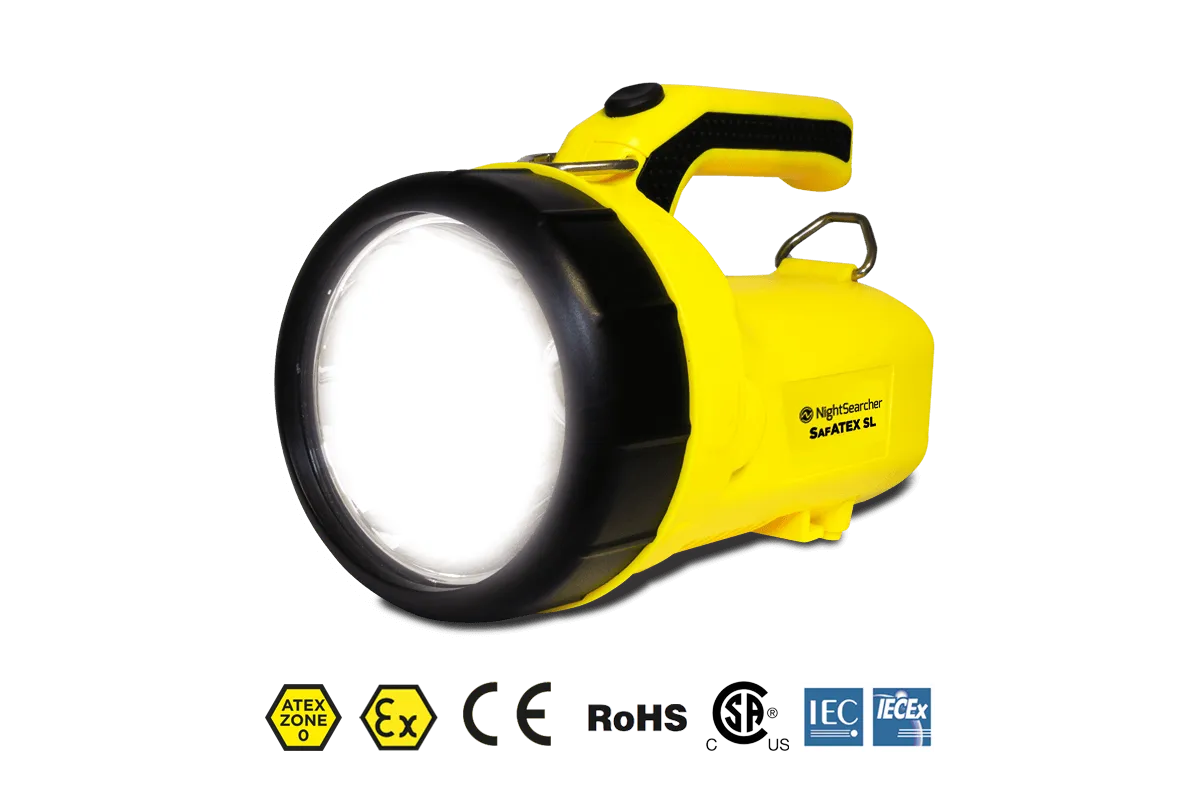 NightSearcher Sigma RSL 370 lumen Zone 0 rechargeable ATEX searchlight SA-SIGMA-RSL