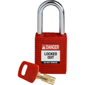 SafeKey Nylon Lockout Padlocks-Steel-Red