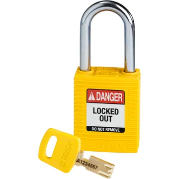 SafeKey Nylon Lockout Padlocks-Steel-Yellow