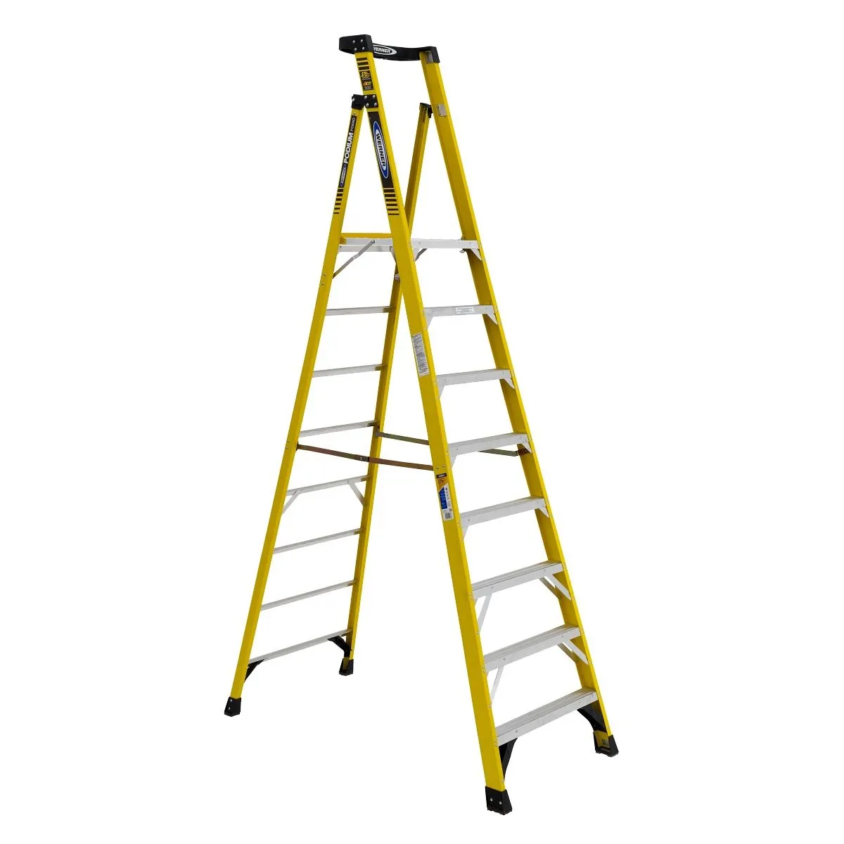 WERNER PODIUM Stepladder: 11 قدم HT ، 8 قدم منصة HT ، 375 رطل السعة - PD7308