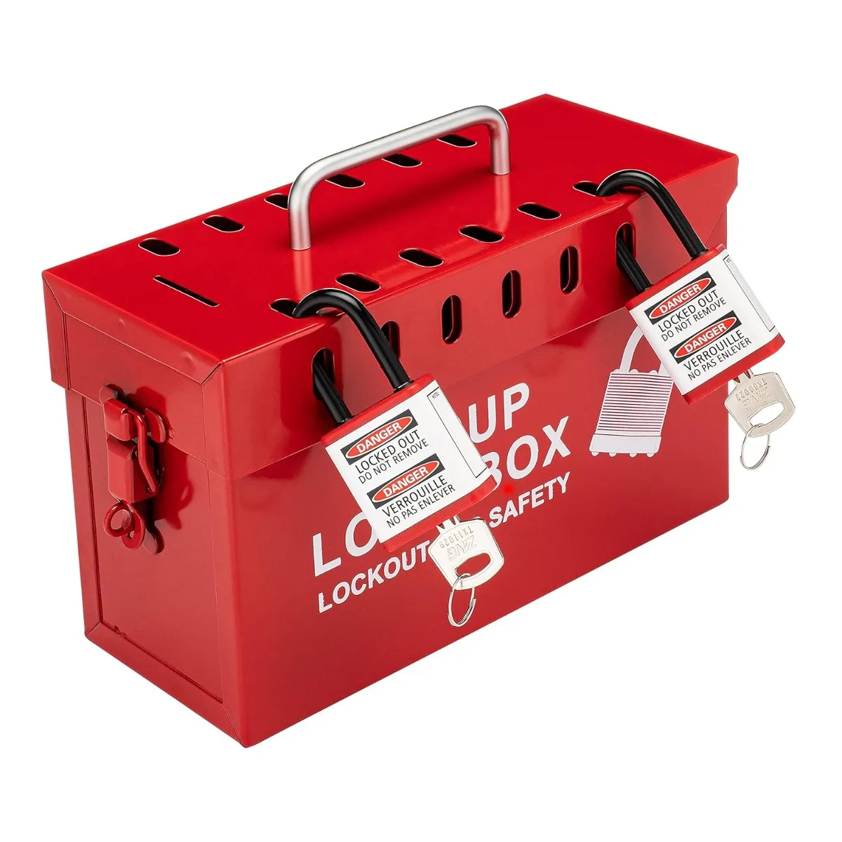 Portable Steel Group Lockout Box Red - BD-X04