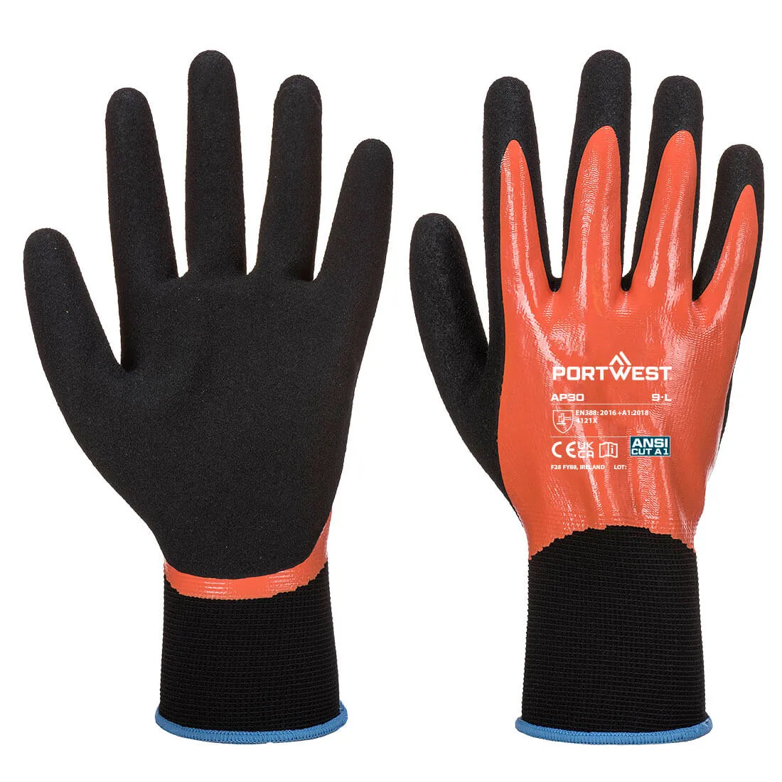 Portwest Grip 13 Nitrile Foam Aqua Glove AP30