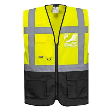 Portwest Warsaw C476 Hi-Vis Executive Vest in Yellow and Black