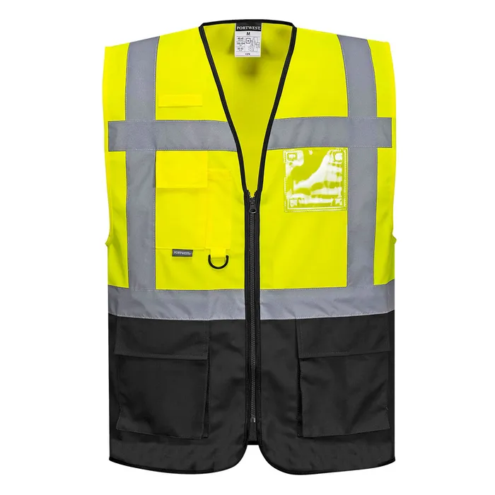 Portwest Warsaw C476 Hi-Vis Executive Vest in Yellow and Black