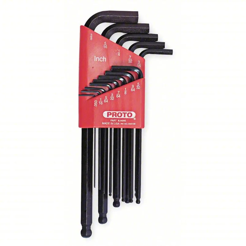 PROTO Hex Key Set: SAE, Long, 13 Pieces, Plastic Holder, Black Oxide,