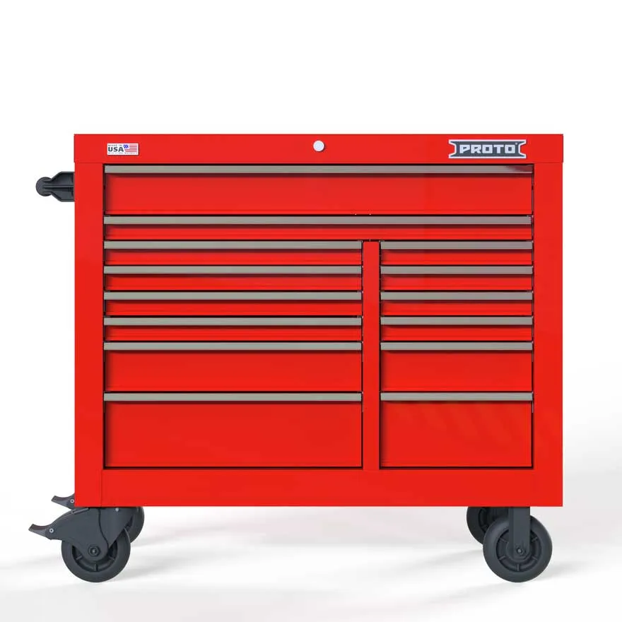 PROTO JSTV4239RD14RD 42" Rolling Tool Cabinet in Red with 14 Drawers