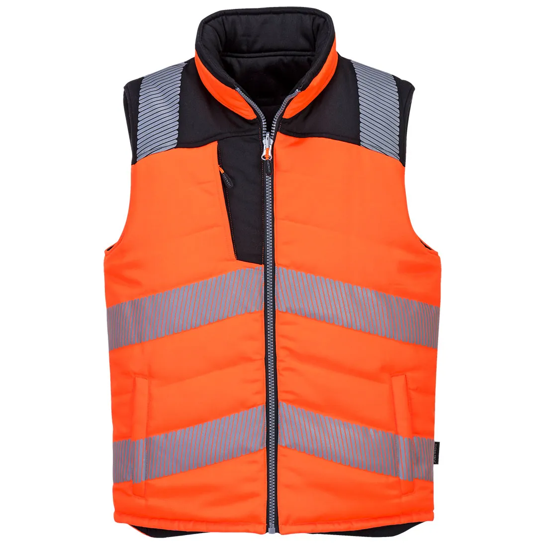 Portwest PW3 Hi-Vis Reversible Bodywarmer, Orange/Black - PW374 