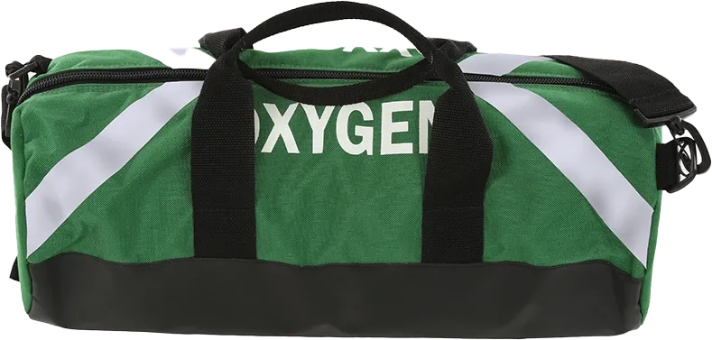 R&B oxygen roll bag with side pocket in green, 21x11.5x7 inches, SKU 838GR