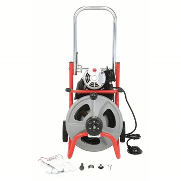 RIDGID Drain Cleaning Machine, Corded, K-400AF, for 1.5 to 4 in pipes, 1/2 in cable diameter, auto feed, SKU 40GL42