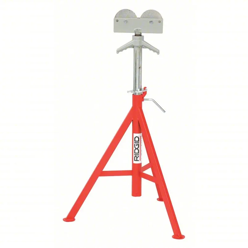 Ridgid Roller Head Pipe Stand: رأس أسطوانة مستقيم ، 1000 رطل كحد أقصى ، الساق المعدنية ، المعدن ، 3FE65 - الطراز 56672