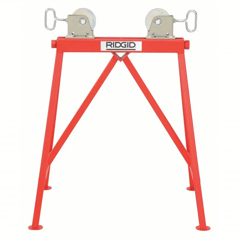 Ridgid Roller Head Pipe Stand: رأس أسطوانة مستقيم ، سعة حمولة بحد أقصى 2500 رطل ، ساق Adj ، Metal ، 1vxg9 - Model 64642