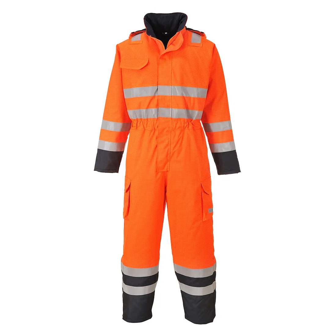 Portwest Bizflame Rain Hi-Vis Constrast FR Winter Coverall,  Orange/Navy  - S775 