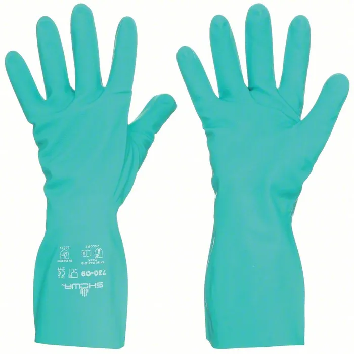 SHOWA Chemical Resistant Gloves 4JF20 - 15 mil Thick, 13 in Length, Size 10, Green