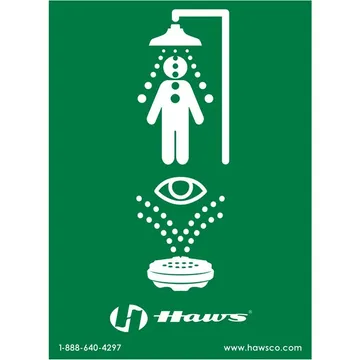 HAWS vertical universal combination emergency shower and eyewash sign, SP178