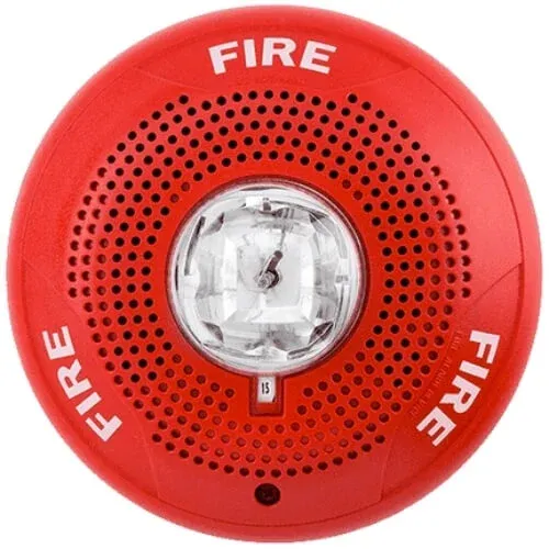 Notifier System Sensor SPSCR Ceiling Speaker Strobe – Red, Selectable Candela