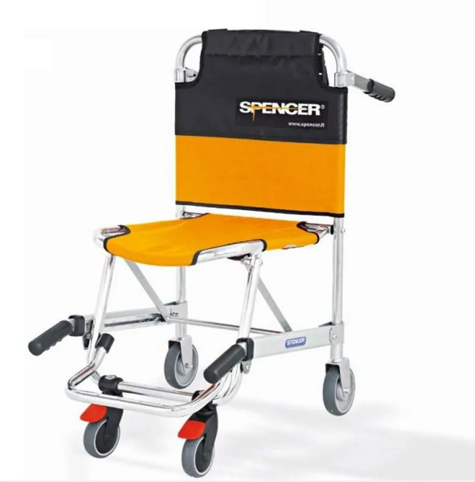 Spencer 425 Silver Folding Chair, 4 Wheels, Orange C - ST10425