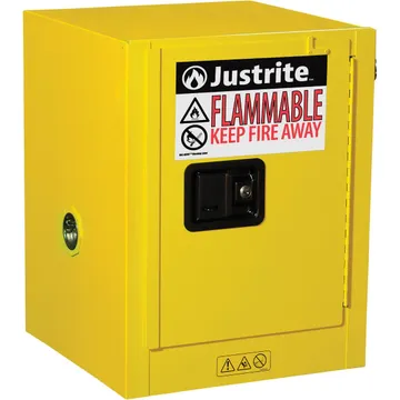 خزانة أمان قابلة للاشتعال توضع على سطح العمل من Justrite Sure-Grip® EX. 890400، 4 جالون، 1 باب إغلاق يدوي