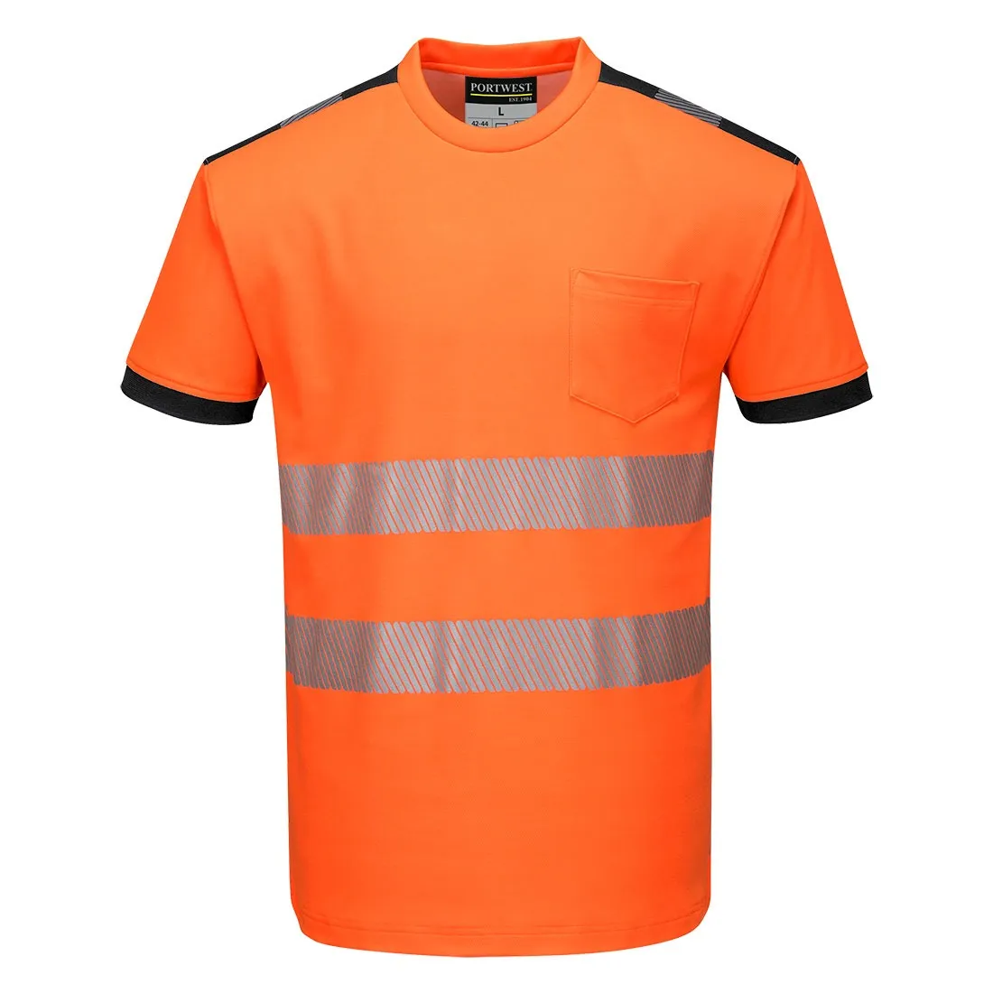 Portwest T181 - PW3 Hi-Vis Cotton Comfort T-Shirt S/S, Orange/Black
