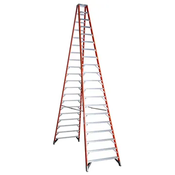WERNER Twin Stepladder, 20 ft Ladder Ht, 19 Steps, 300 lb, 150 1/8 in Base Spread, Fiberglass