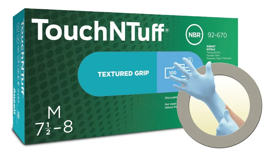 Ansell 92-670 TouchNTuff® Disposable Nitrite Blue Gloves