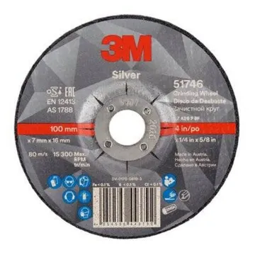 3M™ Silver Depressed Centre Grinding Wheel, T27, 115 mm x 7 mm x 22.2 mm - UU009014901