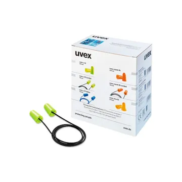 UVEX Disposable X-Fit Earplugs with Cord 37 dB Insulation, Lime- 2112-010 (BOX Of 100 EA)