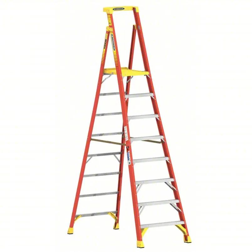 WERNER Podium Stepladder 10 ft, Fiberglass, 300 lb Capacity - PD6208