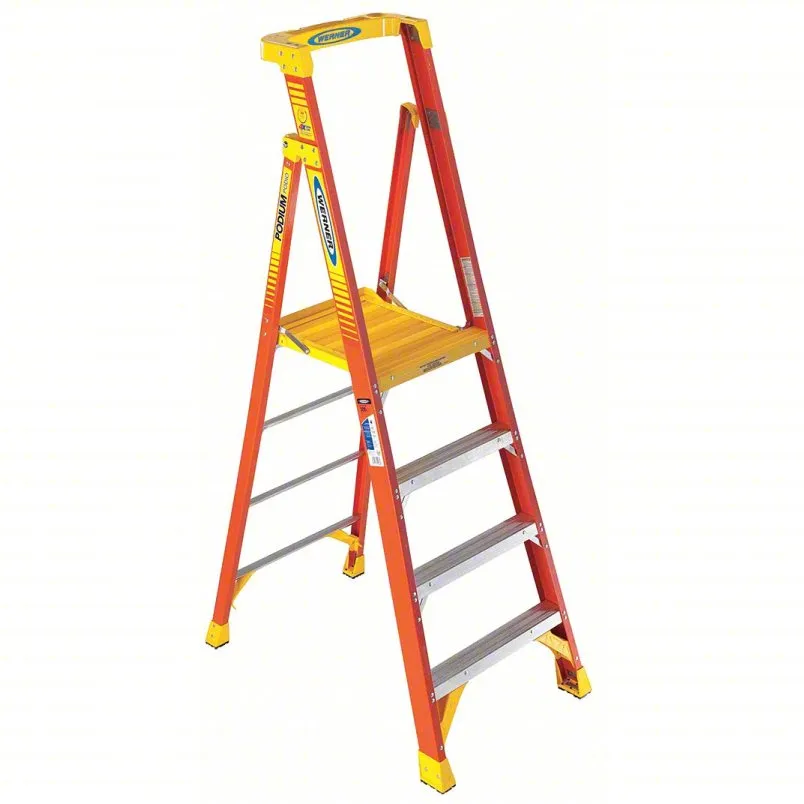 WERNER Podium Stepladder 6 ft, Fiberglass, 300 lb Capacity - PD6204
