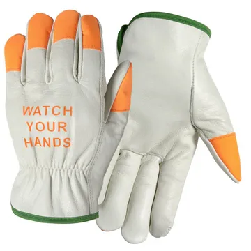Grain Leather Driver Gloves with Hi-Vis Fingertips