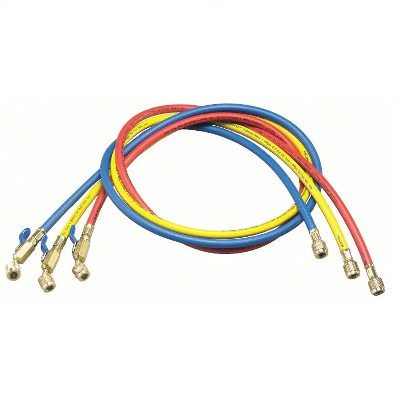 YELLOW JACKET Manifold Hose Set, Low Loss, 1/4 in Female, 0° Angle - SKU 10M805