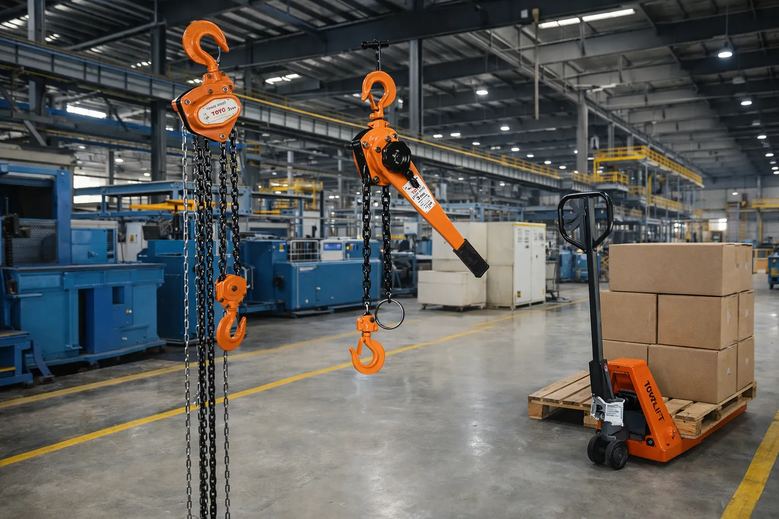 Manual Chain Blocks, Manual Lever Blocks, and Hand Pallet Trucks