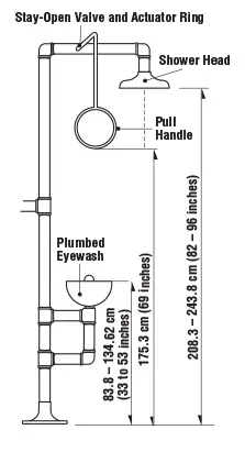Combination shower with eyewash and facewash station